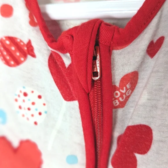 Little Sleepies 12-18 months Gray Sweet Valentine Hearts Bamboo Zippy VGUC - Picture 6 of 9